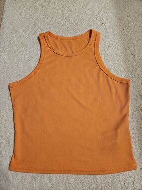 SHEIN Orange Ribbed Tank Top